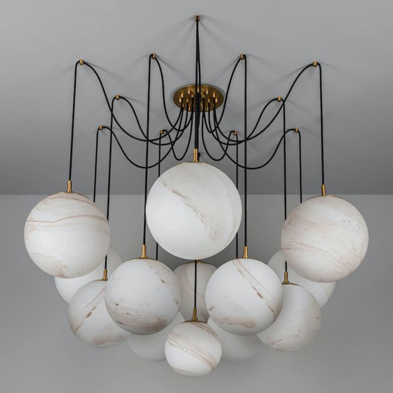 Terry Spider Alabaster Ball Chandelier, Luxurious Alabaster Chandelier Chandelier Kevin Studio Inc