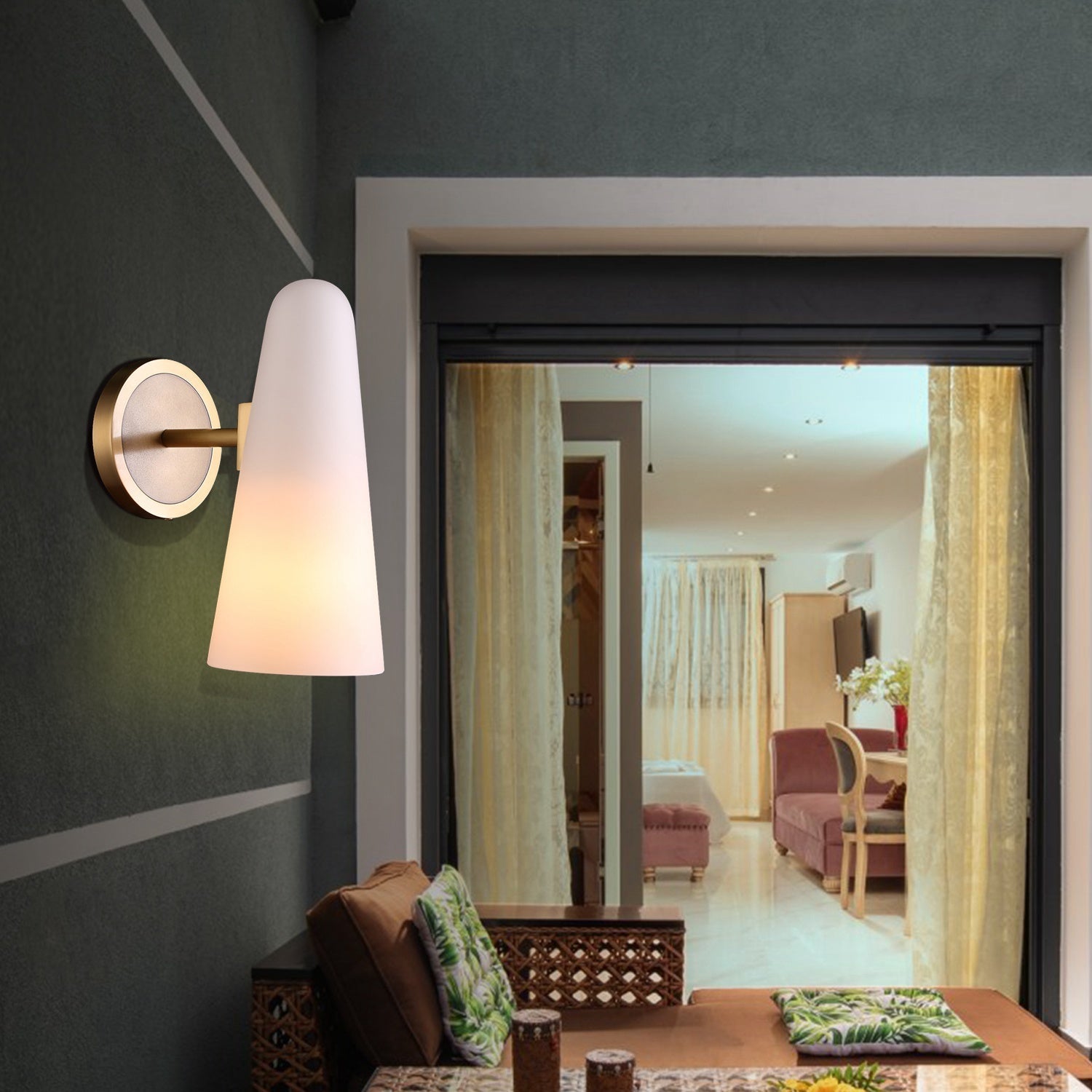 Lydia White Ceram Shade Wall Sconce Herman Lighting