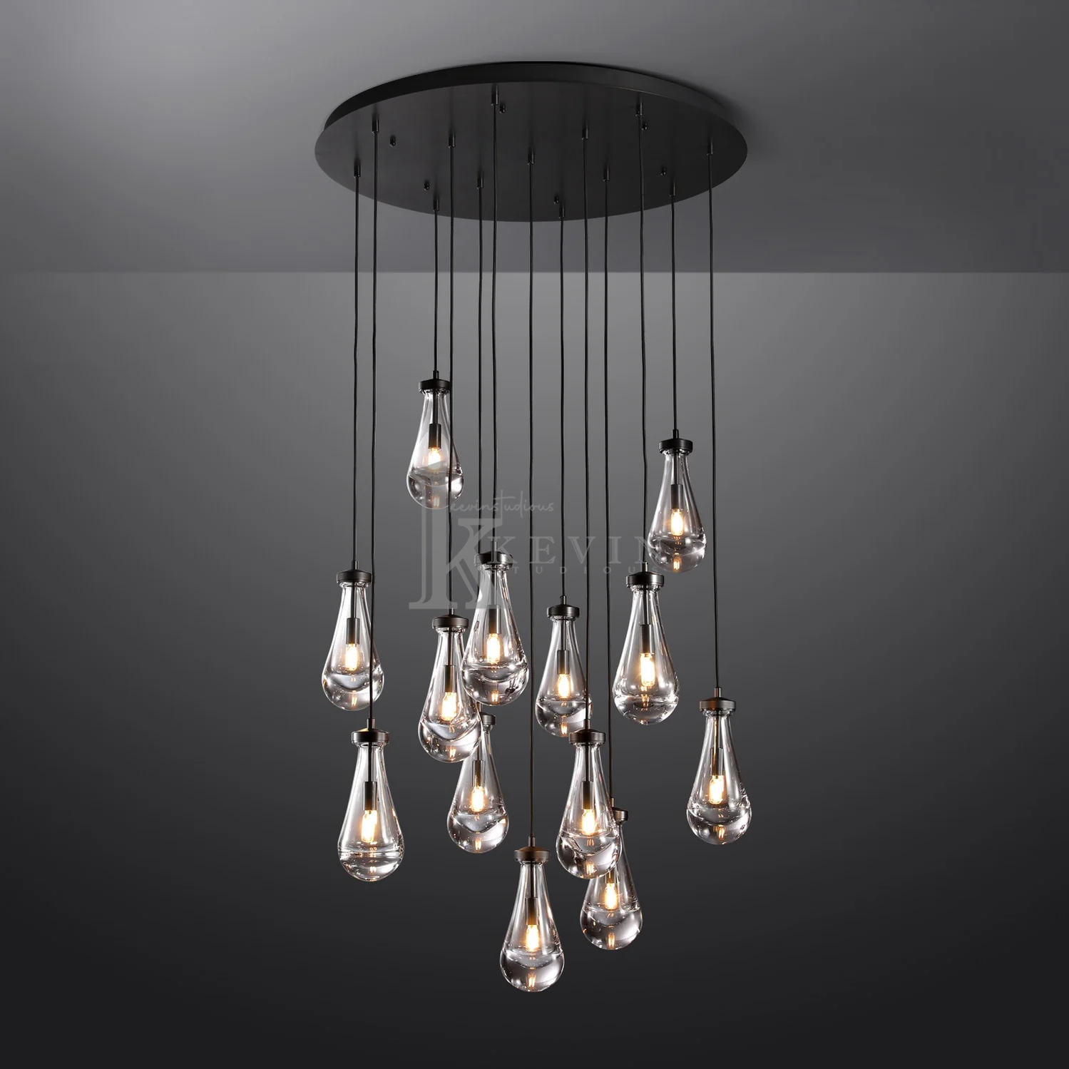 Camelia Raindrop Modern Round Chandelier 18'' 36'' 47'' 60" chandelier Kevin Studio Inc 36'' Matte Black