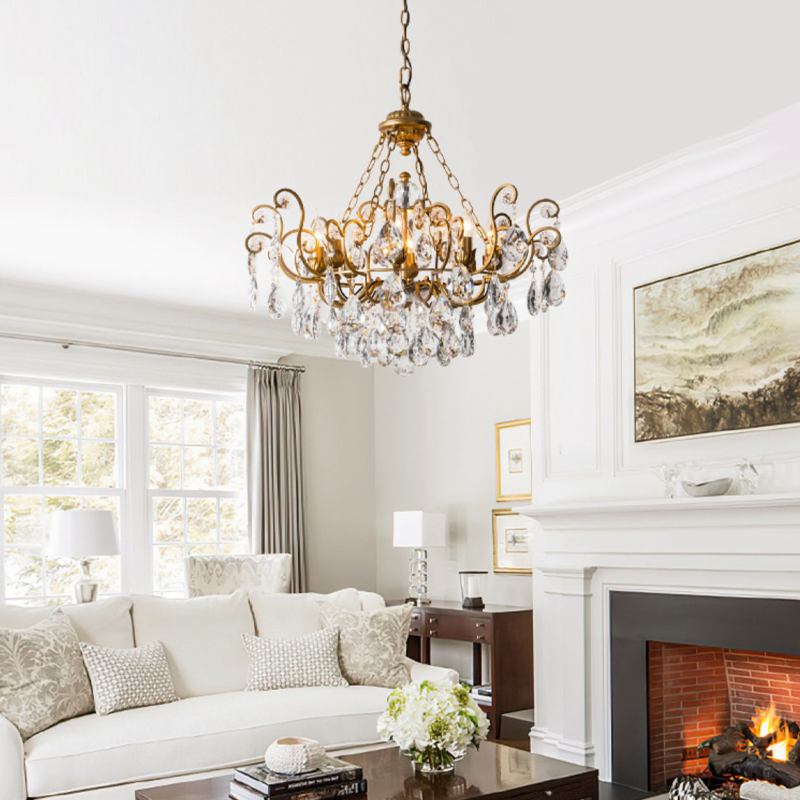 Liora French Retro Creative Crystal Chandelier chandeliers for dining room,chandeliers for stairways,chandeliers for foyer,chandeliers for bedrooms,chandeliers for kitchen,chandeliers for living room Kevin Studio Inc