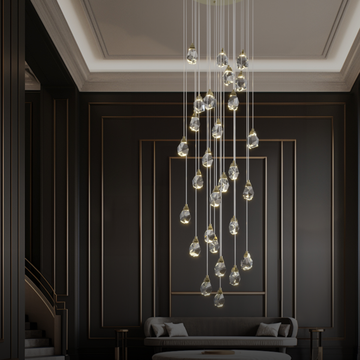 Masonry Faceted Crystal Prisms Chandelier Chandelier Kevin Studio 31.5"W-36 lights