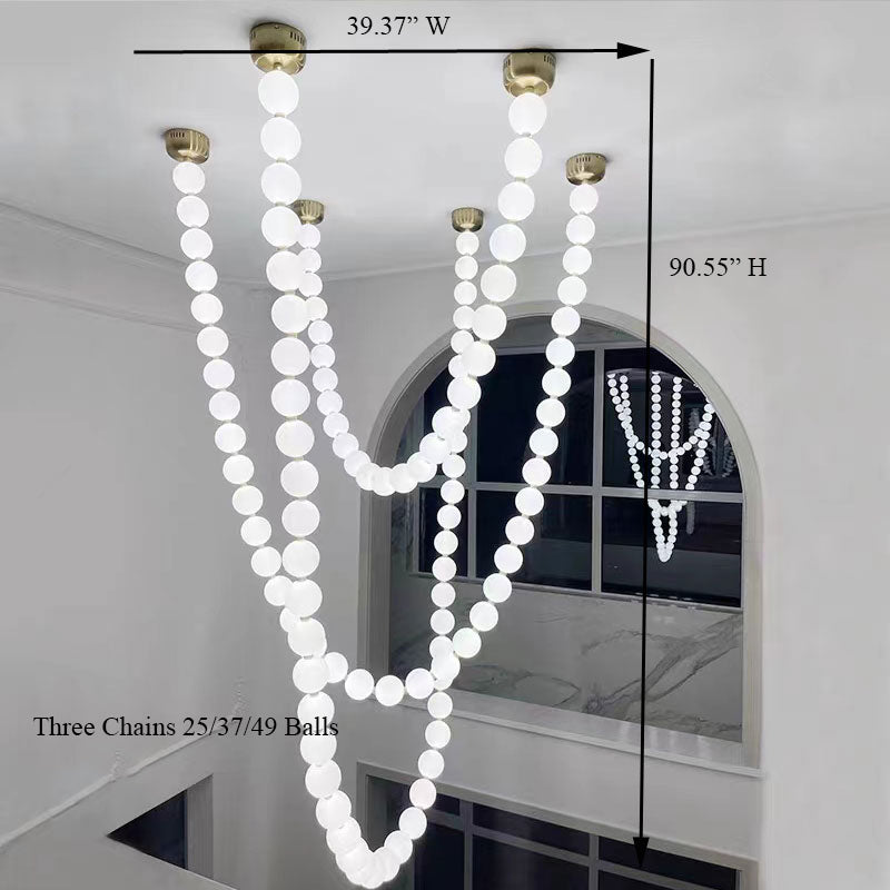 Pearl Necklance Chain Grand Duplex Staircase Chandelier Chandeliers Kevinstudiolives