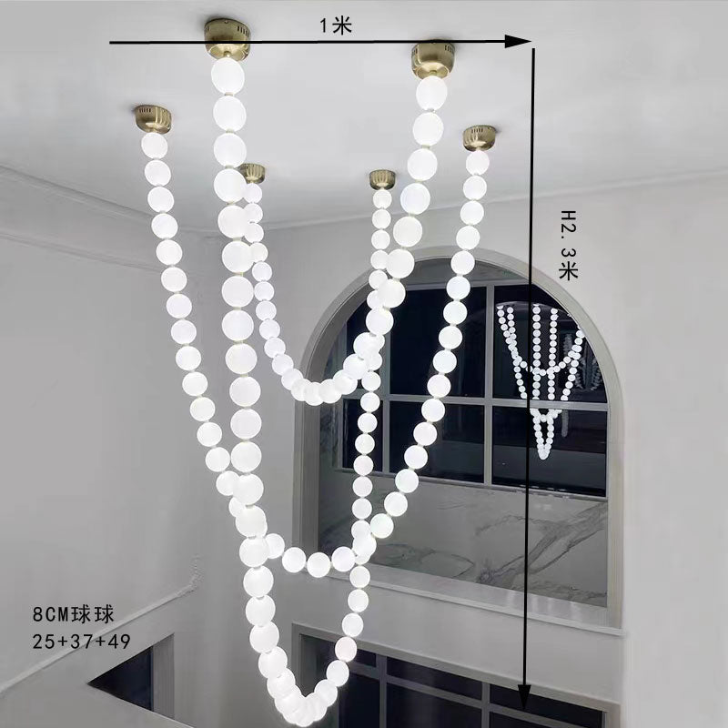 Pearl Necklance Chain Grand Duplex Staircase Chandelier Chandeliers Kevinstudiolives