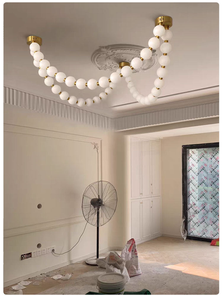 Pearl Necklance Chain Grand Duplex Staircase Chandelier Chandeliers Kevinstudiolives