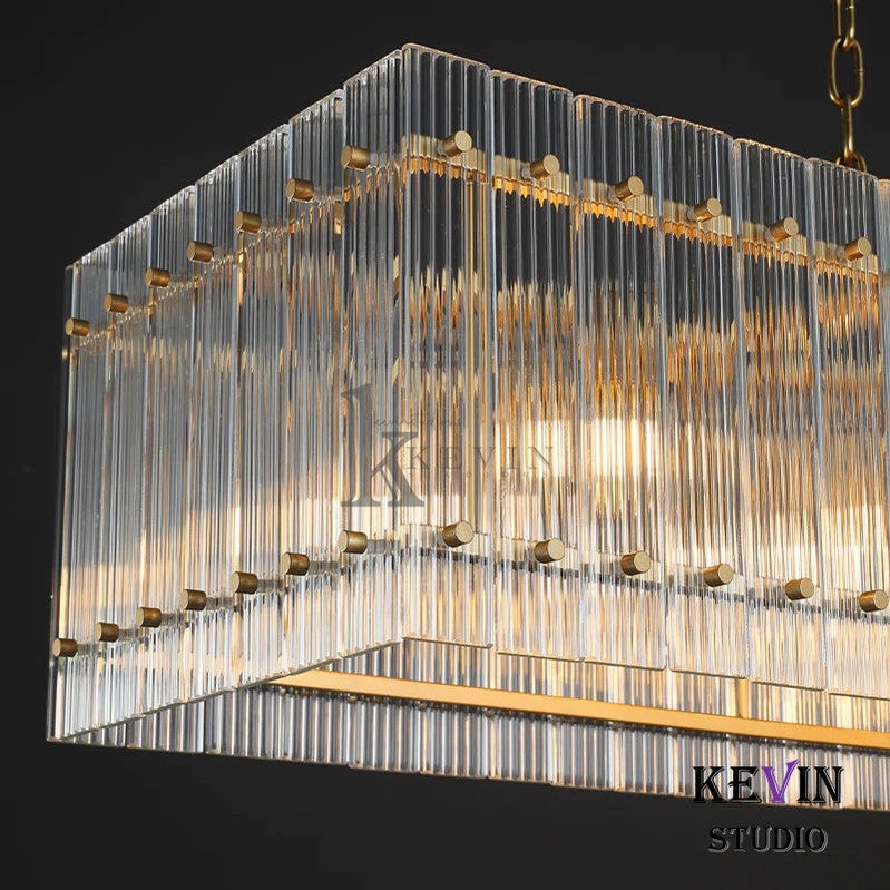 Soria Modern Glass Rectangle Chandelier 54", 72" chandelier Kevin Studio Inc