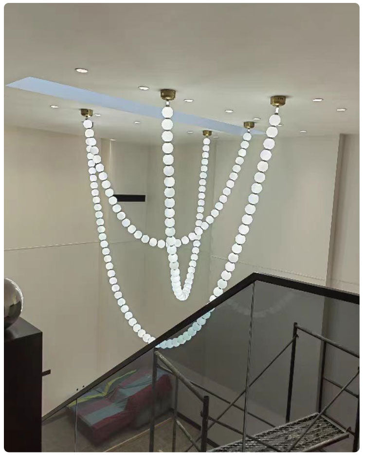 Pearl Necklance Chain Grand Duplex Staircase Chandelier Chandeliers Kevinstudiolives