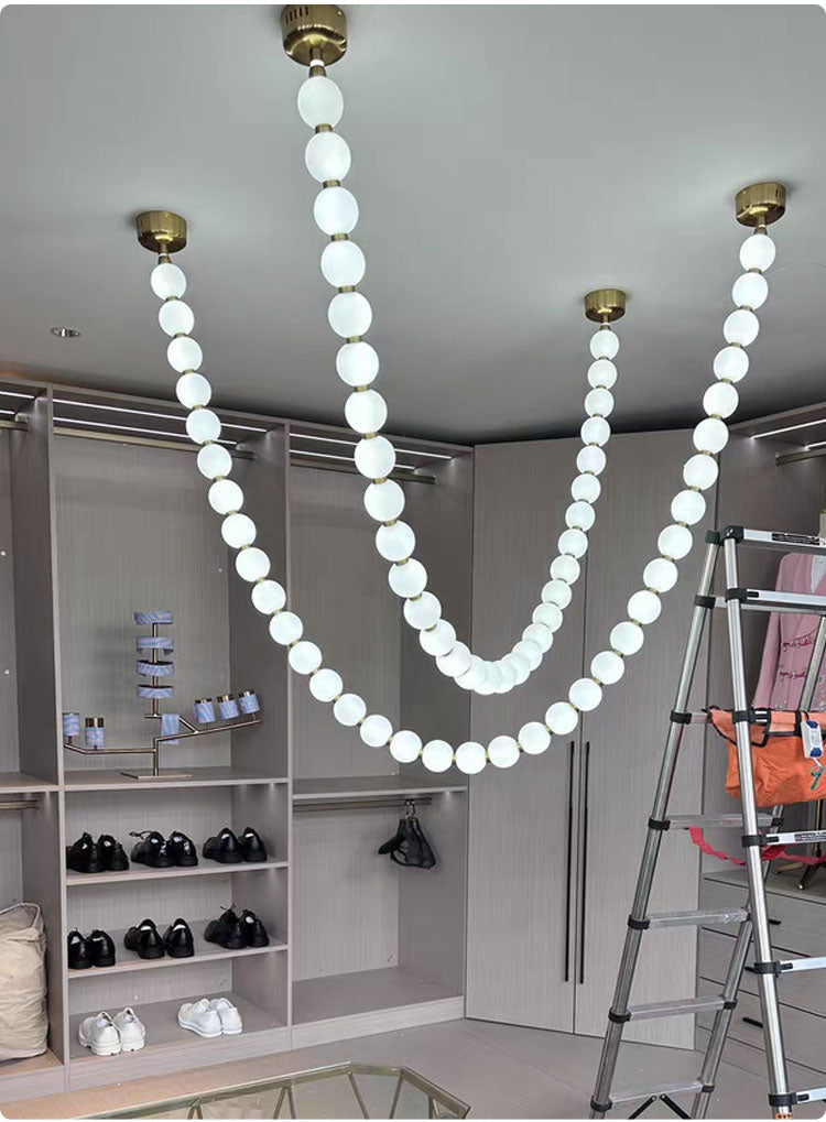 Pearl Necklance Chain Grand Duplex Staircase Chandelier Chandeliers Kevinstudiolives