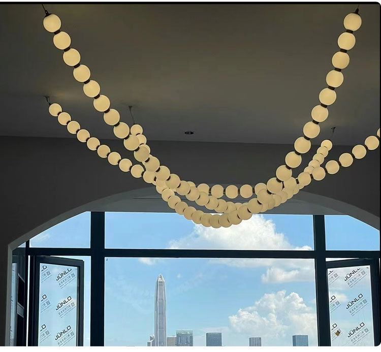 Pearl Necklance Chain Grand Duplex Staircase Chandelier Chandeliers Kevinstudiolives