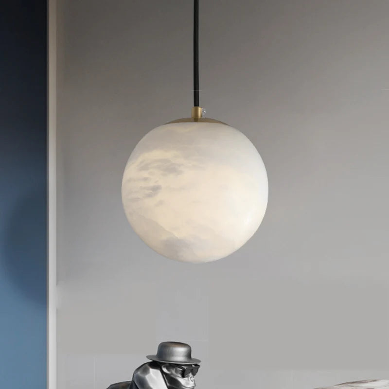 Kevin Hansa Alabaster Ball Pendant Light, Island Mini Pendant Light Kevinstudiolives 6"D