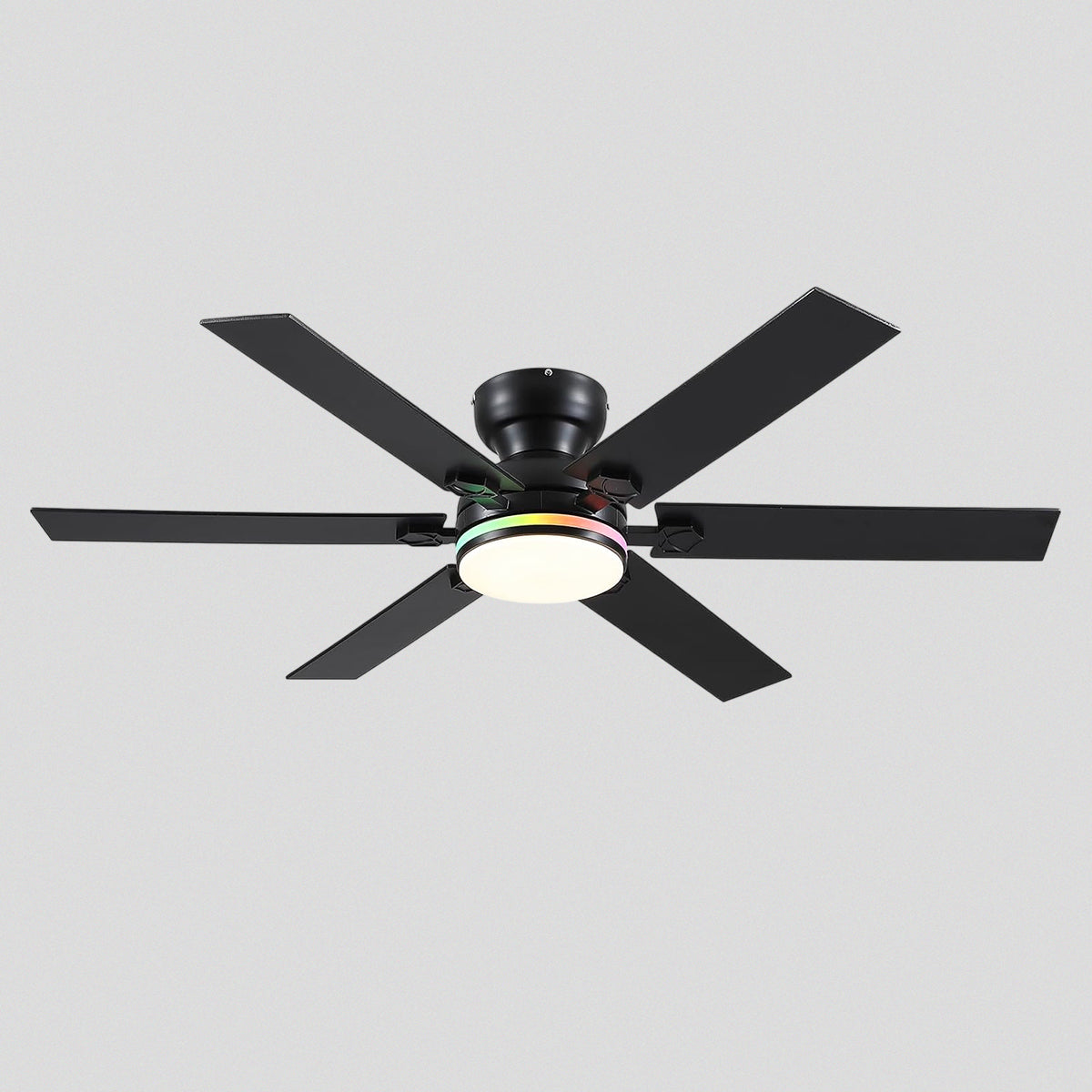 Modern Flush Mount Fans Light Ceiling Fans with Lights Black Low Profile Ceiling Fans 52“