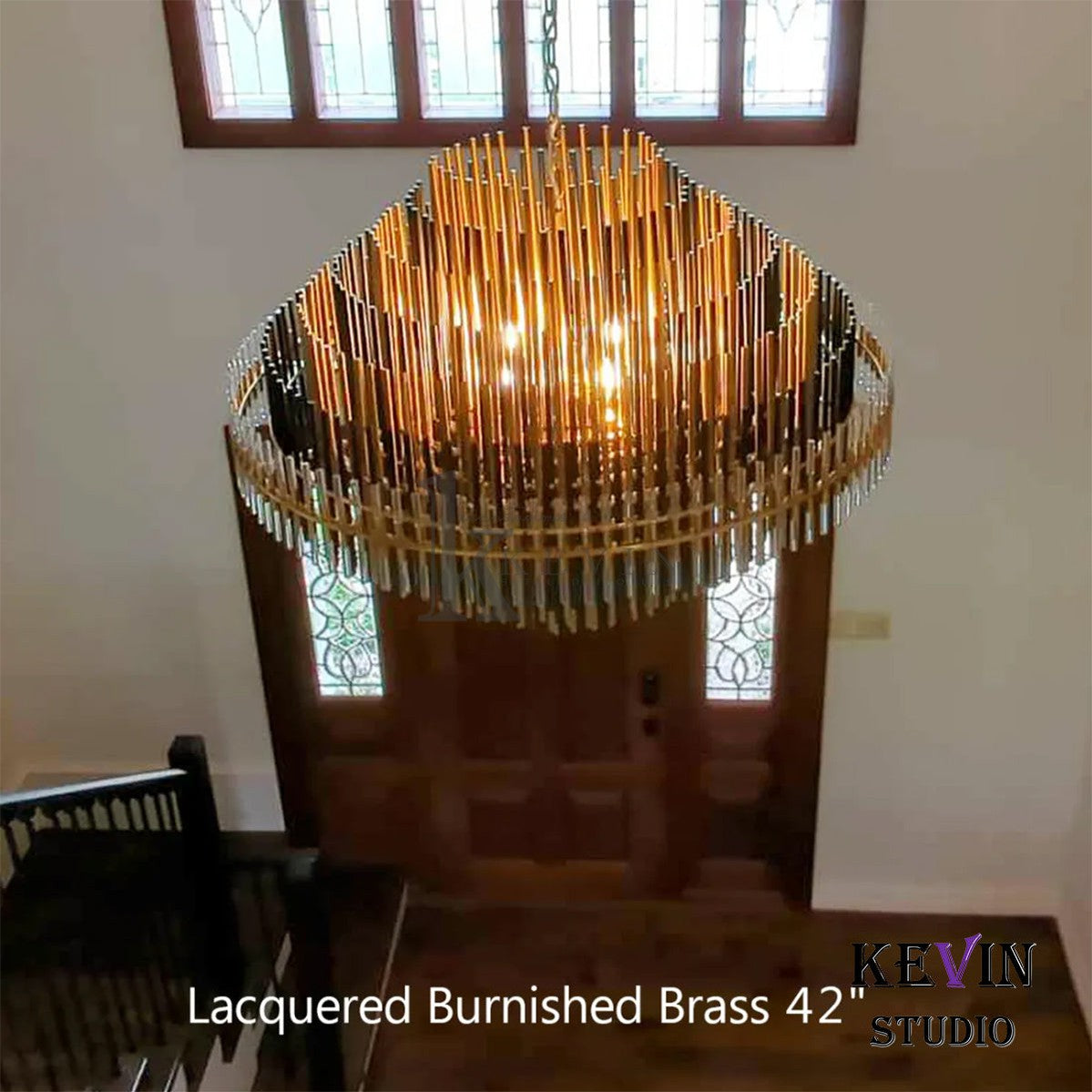 Odin Modern Round Brass Tubes Chandelier 24", 32", 42" chandelier Kevin Studio Inc