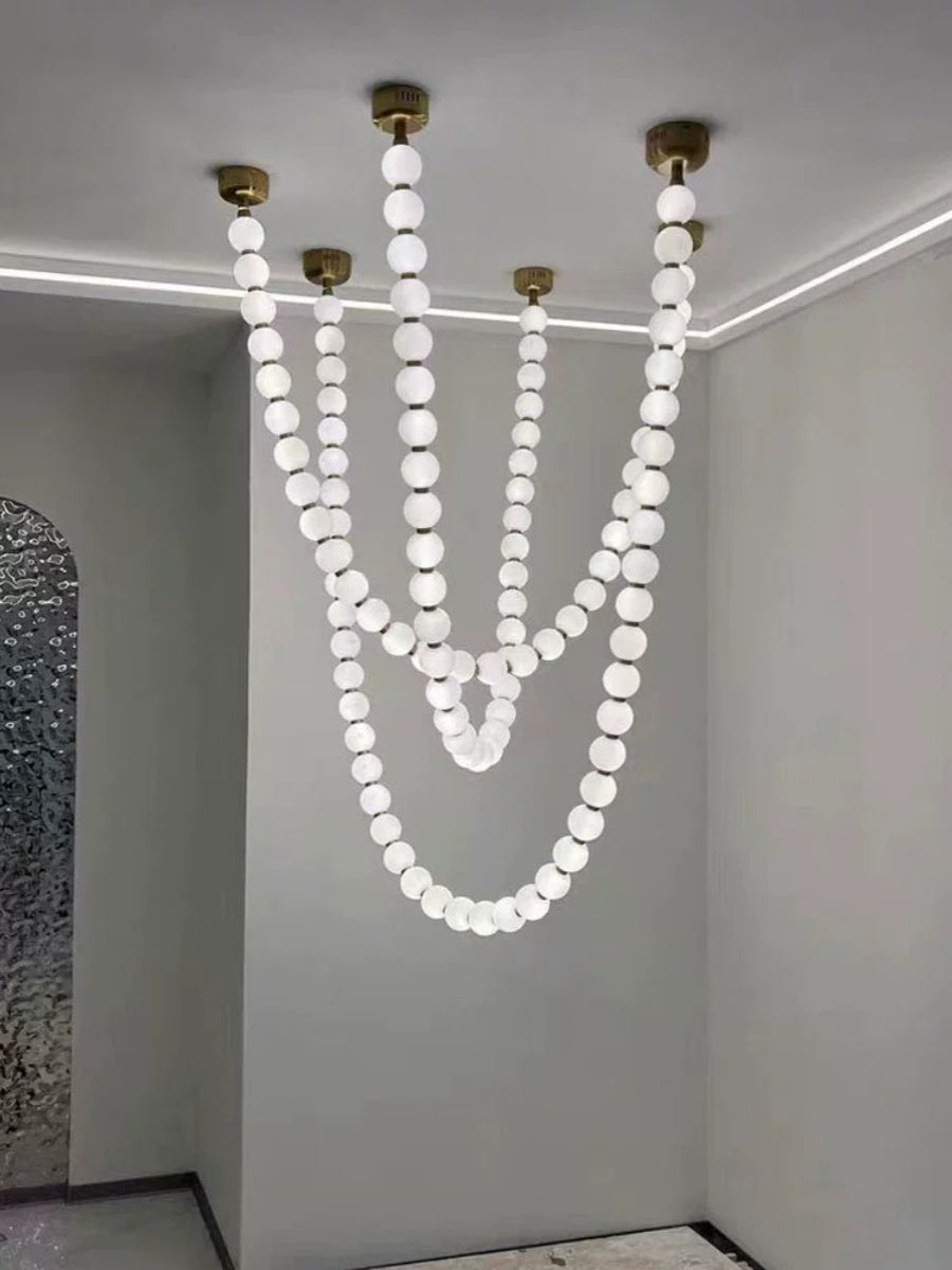 Pearl Necklance Chain Grand Duplex Staircase Chandelier Chandeliers Kevinstudiolives