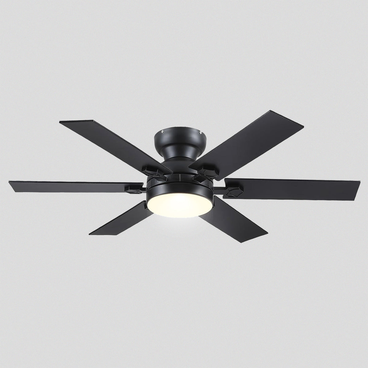 Modern Flush Mount Fans Light Ceiling Fans with Lights Black Low Profile Ceiling Fans 52“