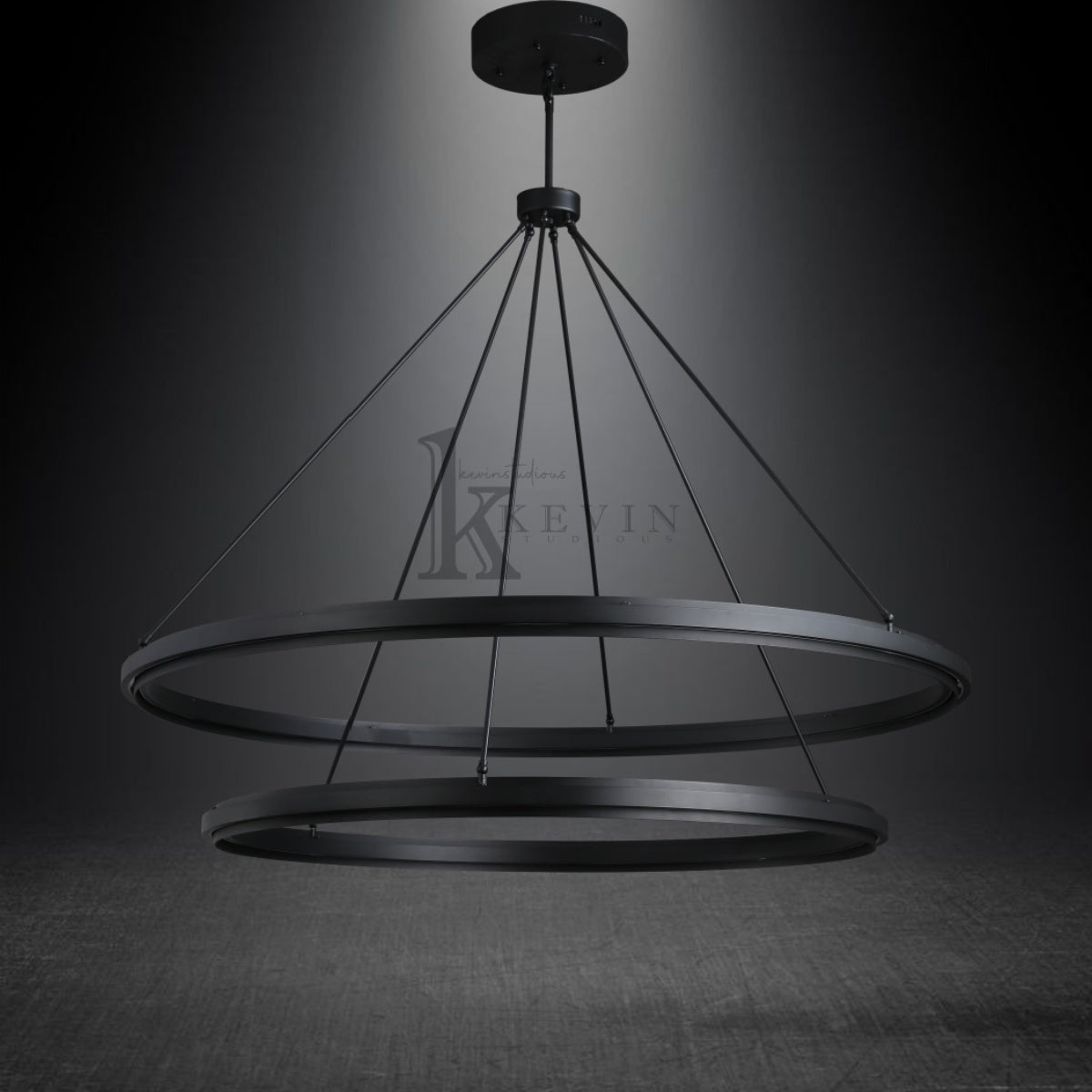 Peral Round & Retangular Black Chandelier
