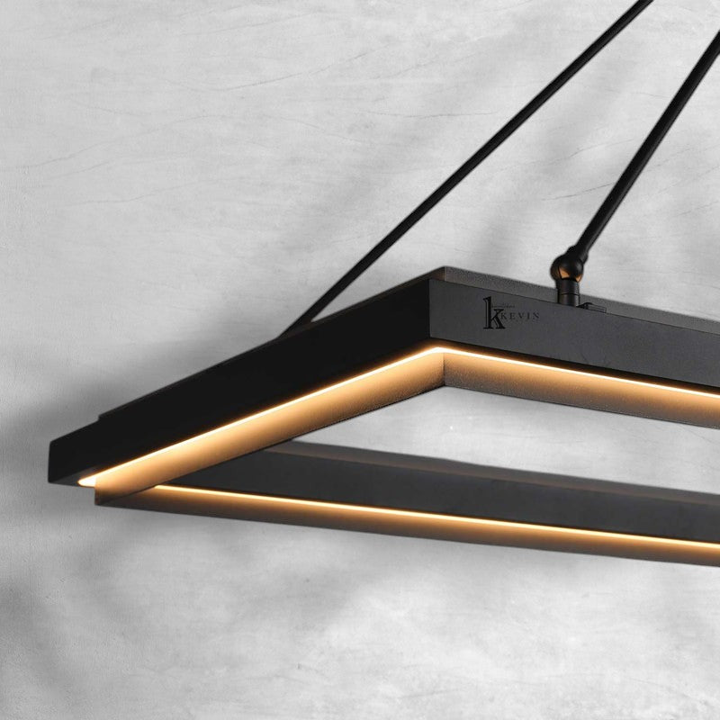 Peral Round & Retangular Black Chandelier