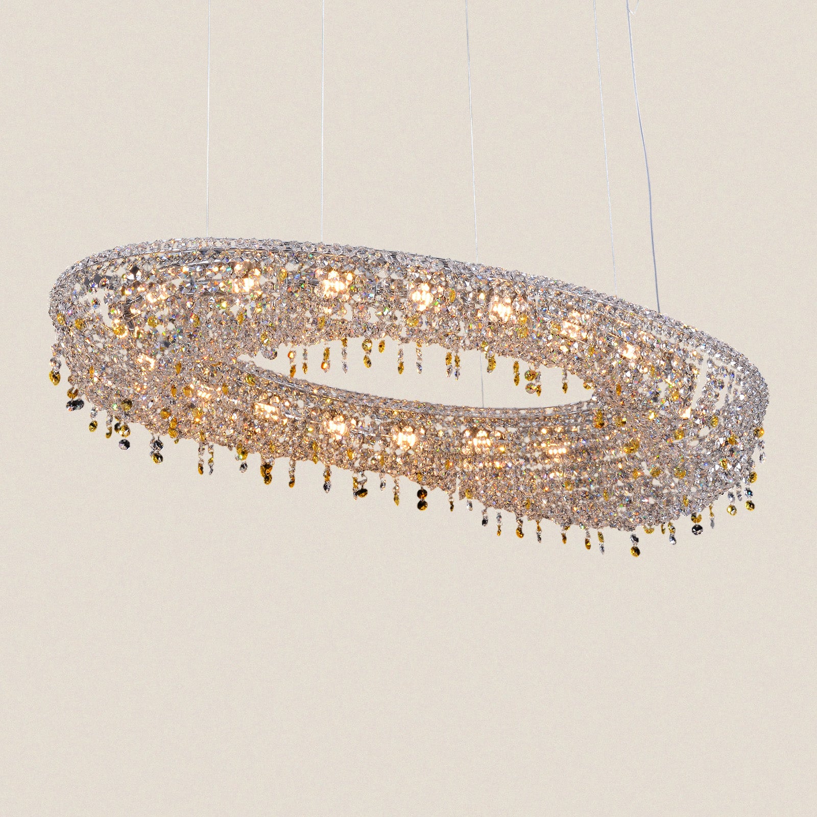 Modern Oval Crystal Luxury Suspended Chandelier