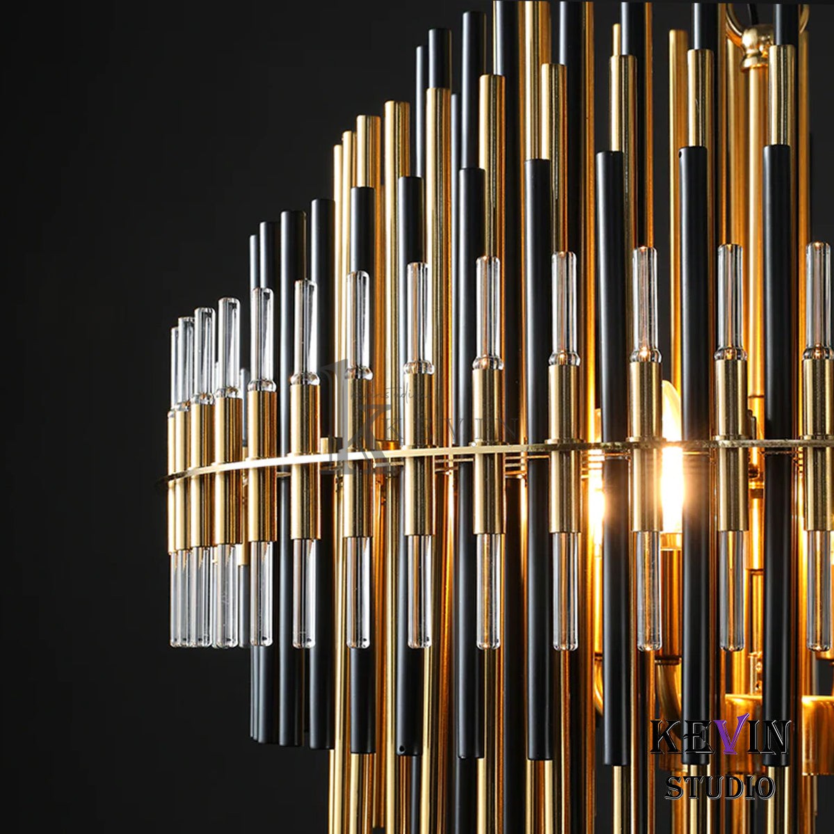 Odin Modern Round Brass Tubes Chandelier 24", 32", 42" chandelier Kevin Studio Inc
