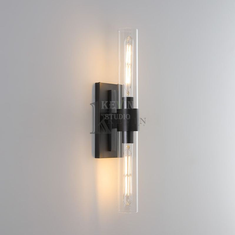 Develle Modern Linear Glass Tube Wall Sconce wall sconce Kevin Studio Inc Matte Black