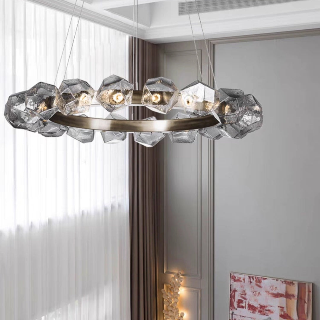 Nordic Minimalist Glass Circle Art Chandelier for Living/Dining Room/Bedroom Chandeliers Kevinstudiolives