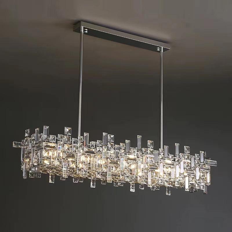 Extra Large Art Irregular Block Collection Crystal Pendant Chandelier Suit for Living/Dining Room
