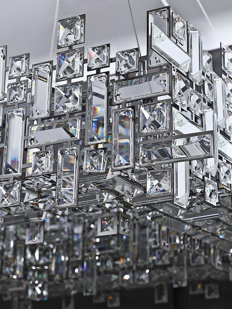 Extra Large Art Irregular Block Collection Crystal Pendant Chandelier Suit for Living/Dining Room