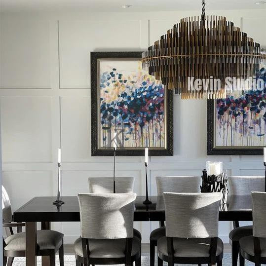 Odin Modern Round Brass Tubes Chandelier 24", 32", 42" chandelier Kevin Studio Inc