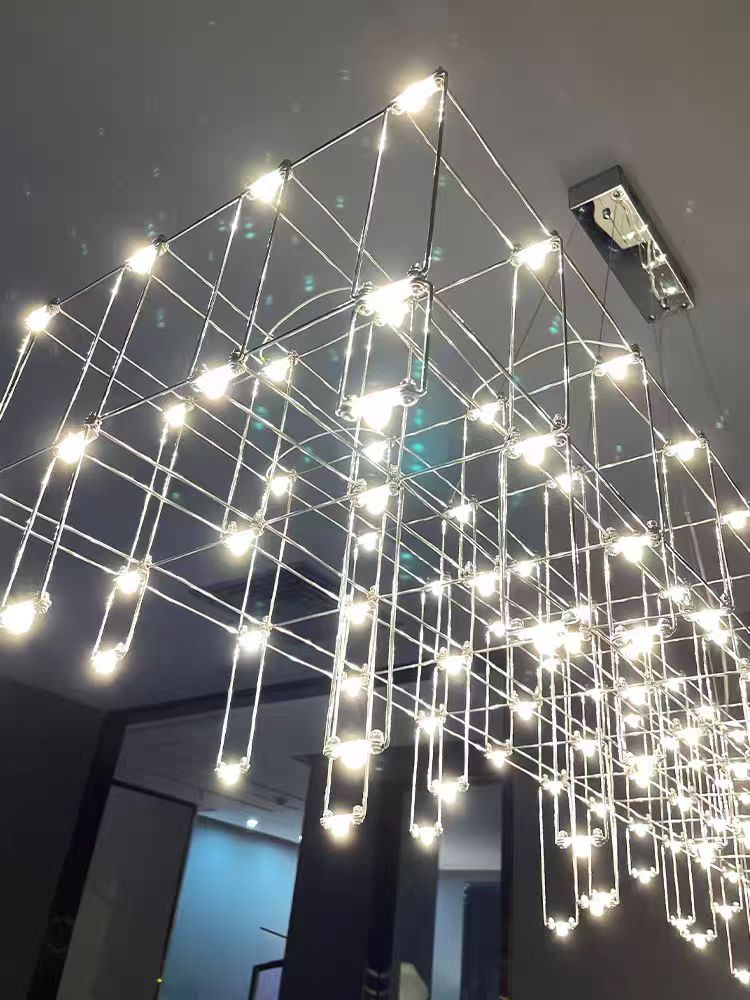 Modern Rectangle Metal Light Chandelier in Chrome Finish Chandeliers Kevinstudiolives