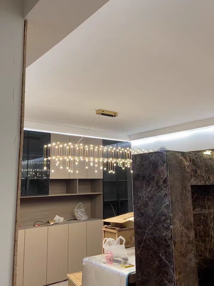 Modern Rectangle Metal Light Chandelier in Chrome Finish Chandeliers Kevinstudiolives