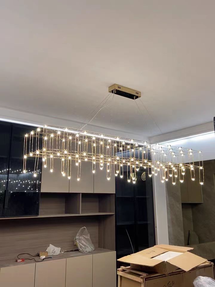 Modern Rectangle Metal Light Chandelier in Chrome Finish Chandeliers Kevinstudiolives