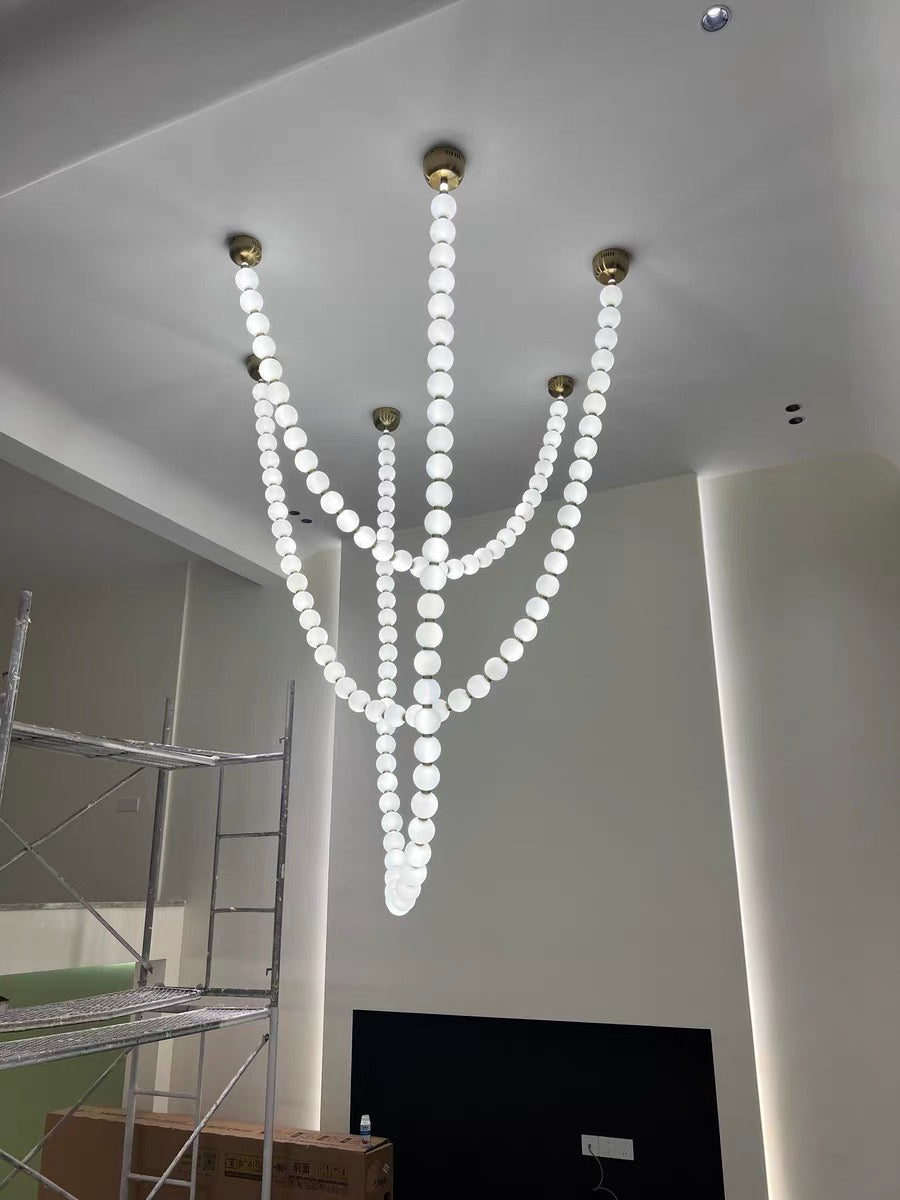 Pearl Necklance Chain Grand Duplex Staircase Chandelier Chandeliers Kevinstudiolives