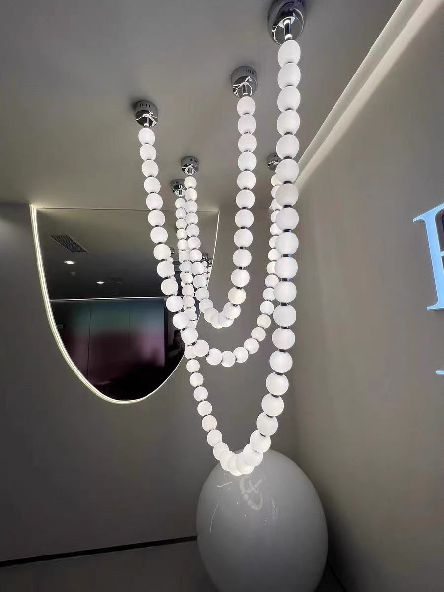 Pearl Necklance Chain Grand Duplex Staircase Chandelier Chandeliers Kevinstudiolives