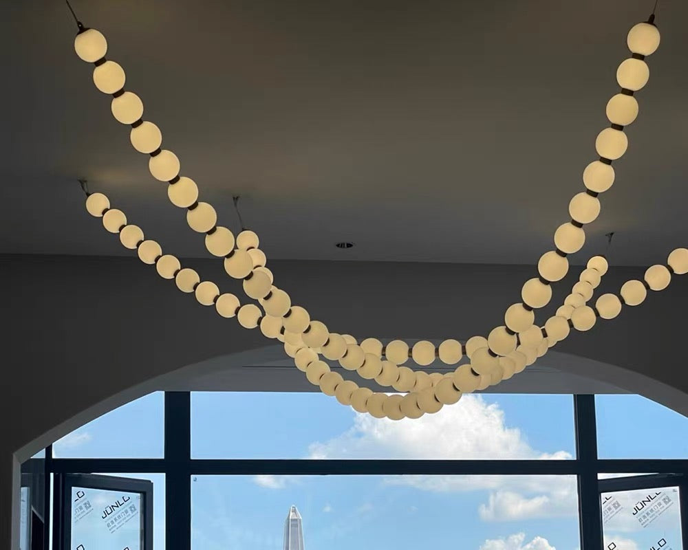 Pearl Necklance Chain Grand Duplex Staircase Chandelier Chandeliers Kevinstudiolives
