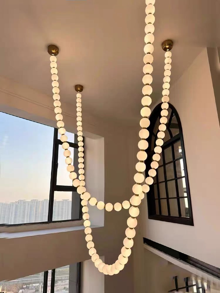 Pearl Necklance Chain Grand Duplex Staircase Chandelier Chandeliers Kevinstudiolives