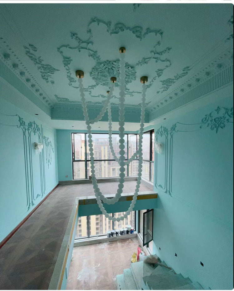 Pearl Necklance Chain Grand Duplex Staircase Chandelier Chandeliers Kevinstudiolives