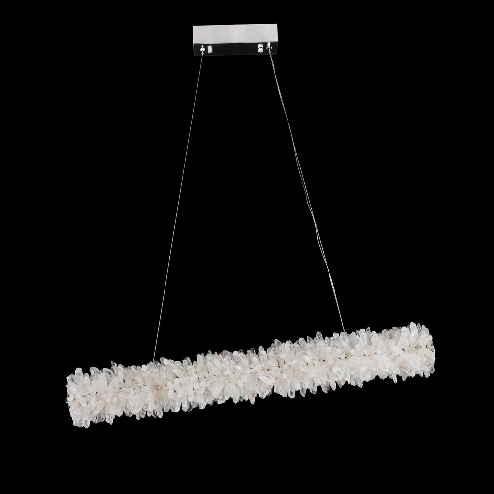 Modern Rock Crystal Geode Quartz Crystal Chandelier, Linear Pendant Light Chandelier Kevin Studio Inc L40''