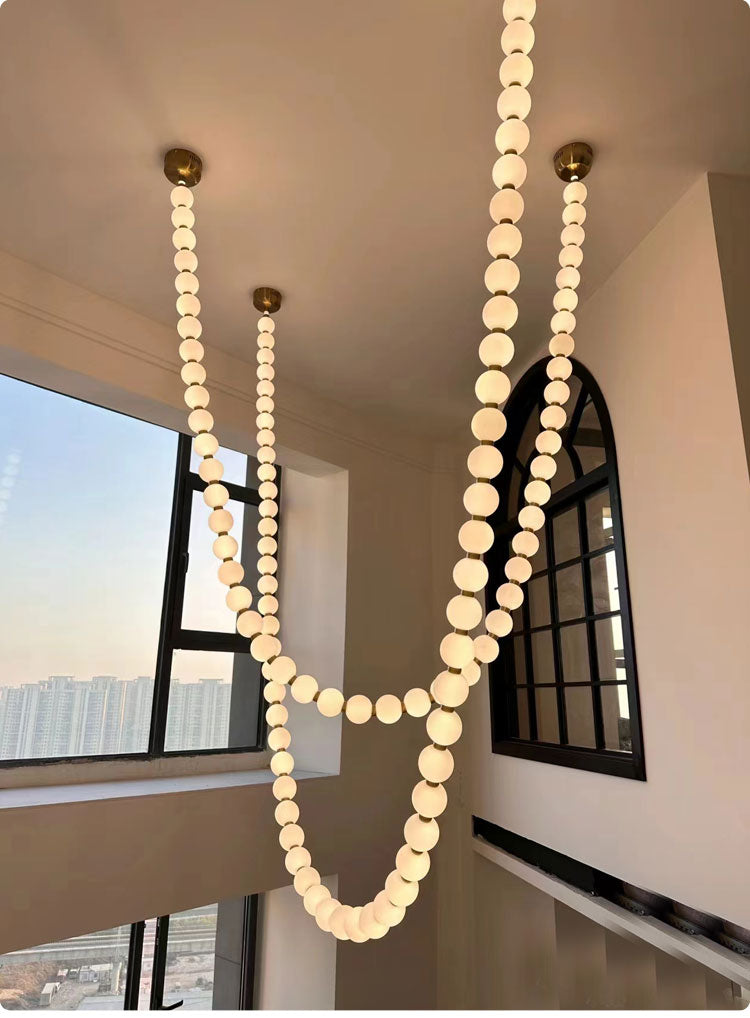 Pearl Necklance Chain Grand Duplex Staircase Chandelier Chandeliers Kevinstudiolives