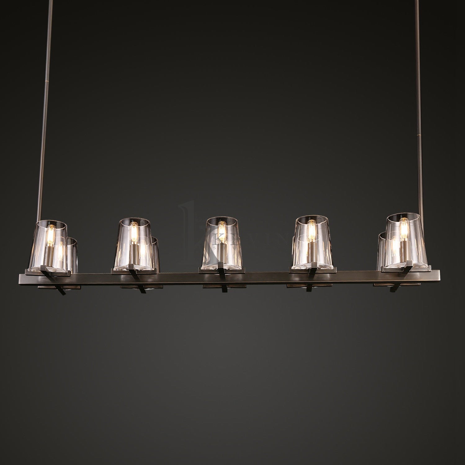 Korle Modern Clear Glass Linear Chandelier 49", 60" chandelier Kevin Studio Inc 49" Matte Black
