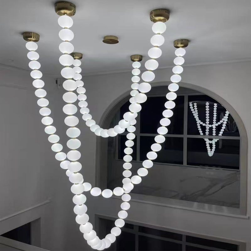 Pearl Necklance Chain Grand Duplex Staircase Chandelier Chandeliers Kevinstudiolives