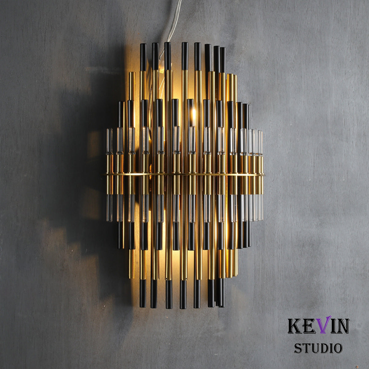 Odin Modern Round Brass Tubes Wall Sconce Wall Sconce Kevin Studio Inc Brass