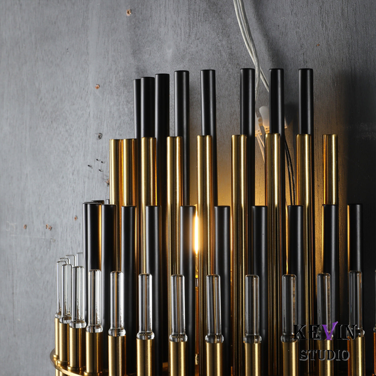 Odin Modern Round Brass Tubes Wall Sconce Wall Sconce Kevin Studio Inc