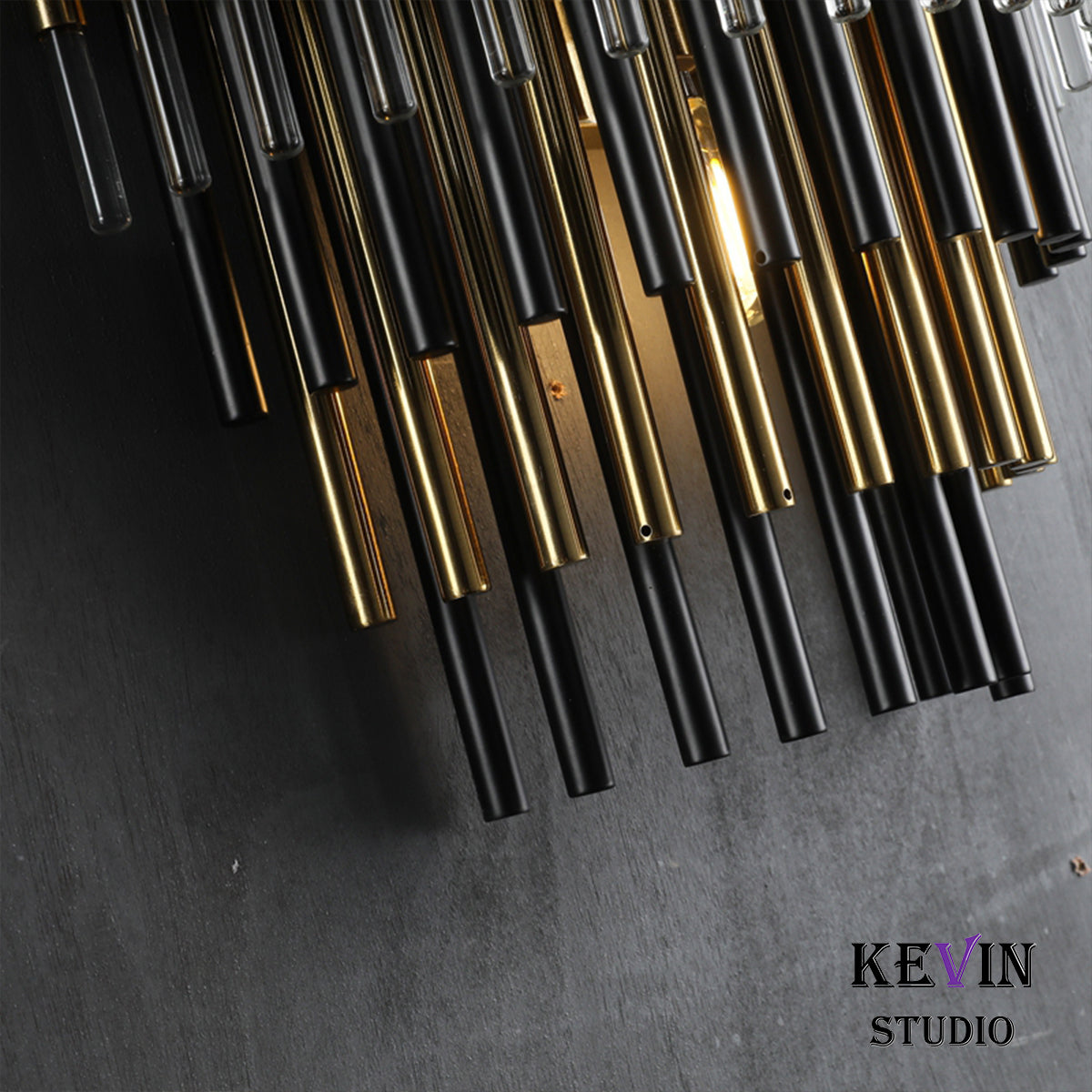 Odin Modern Round Brass Tubes Wall Sconce Wall Sconce Kevin Studio Inc