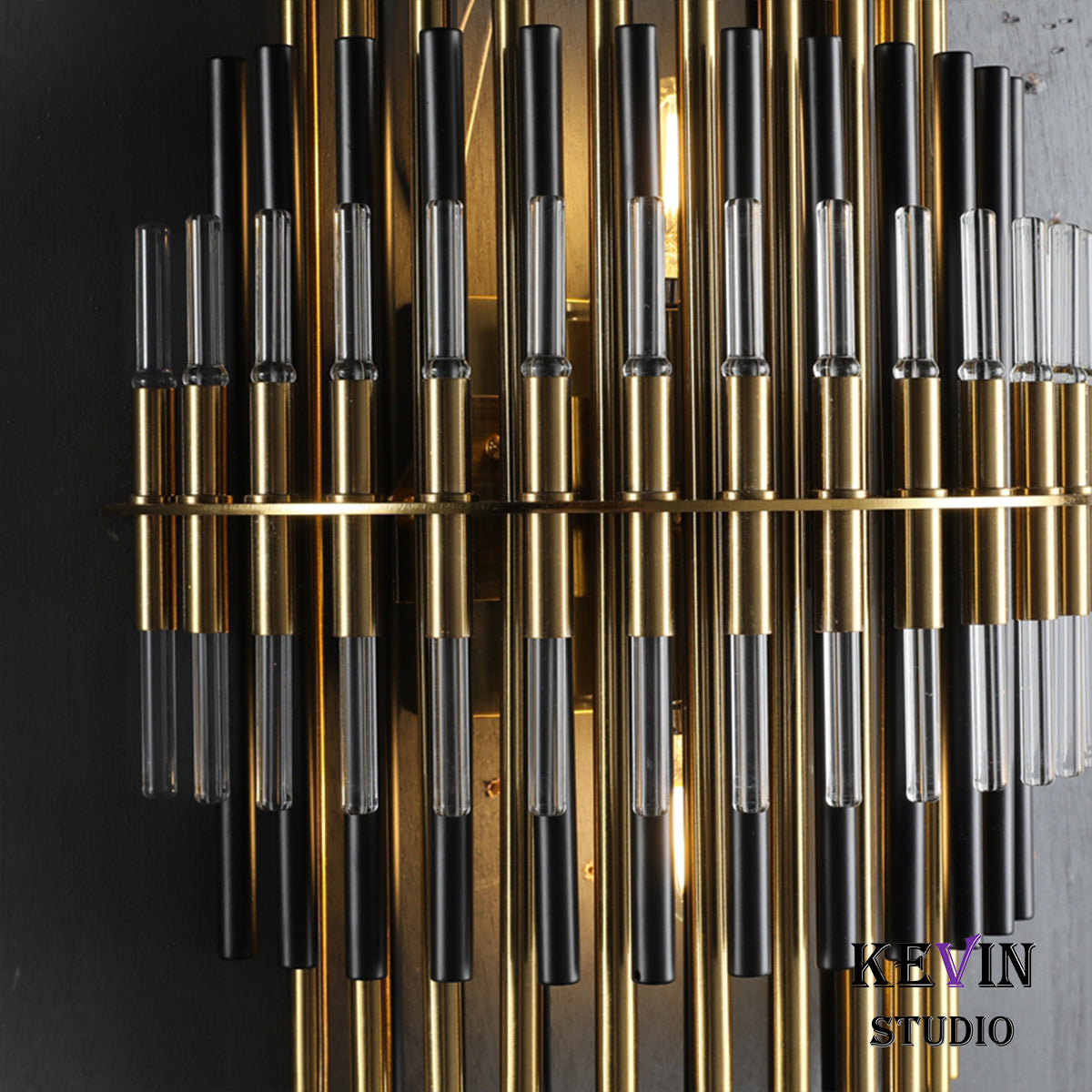 Odin Modern Round Brass Tubes Wall Sconce Wall Sconce Kevin Studio Inc