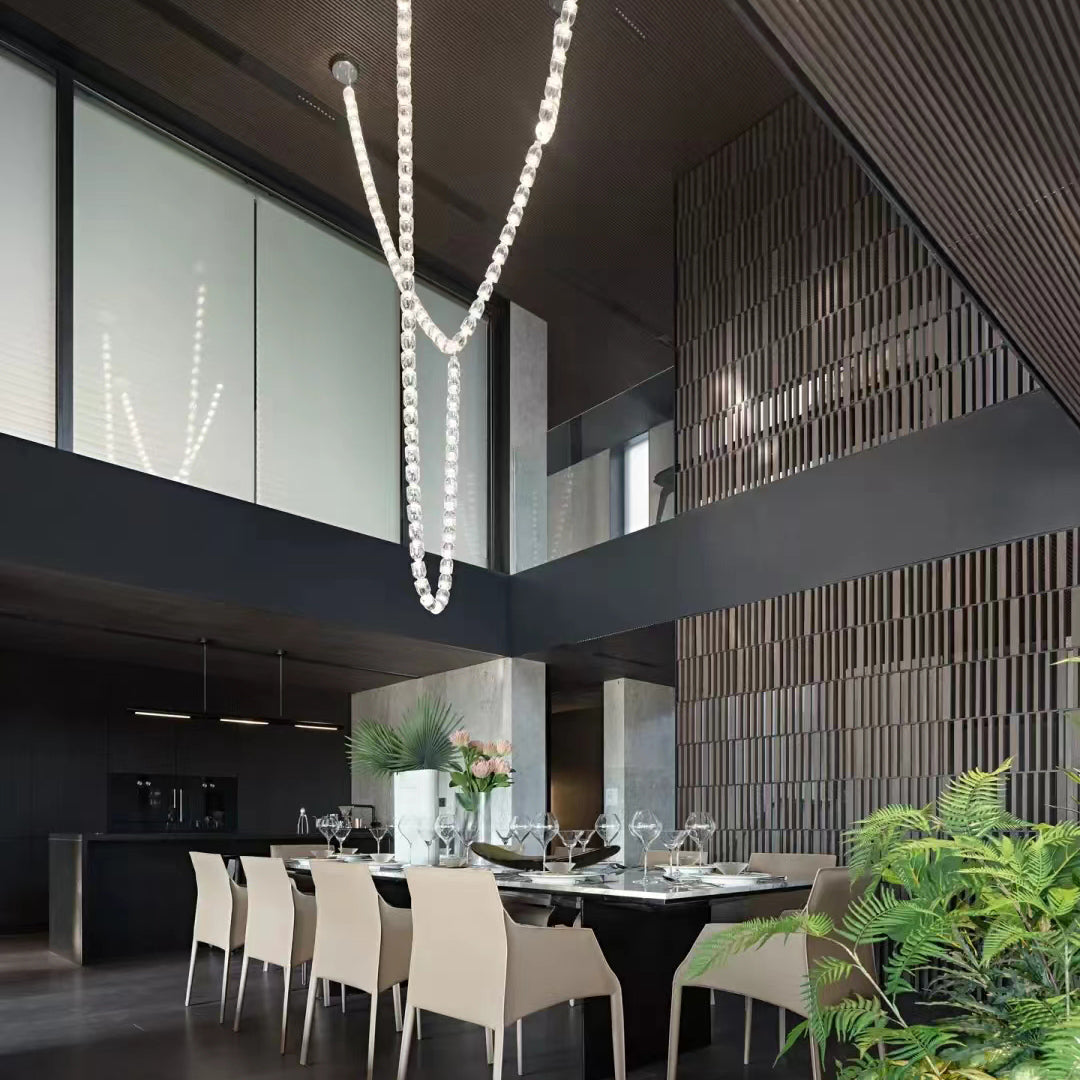 Luxury Crystal Beaded Long Chandelier for High Ceiling 12ft/10ft(customize) Pendant Light Kevin Studio