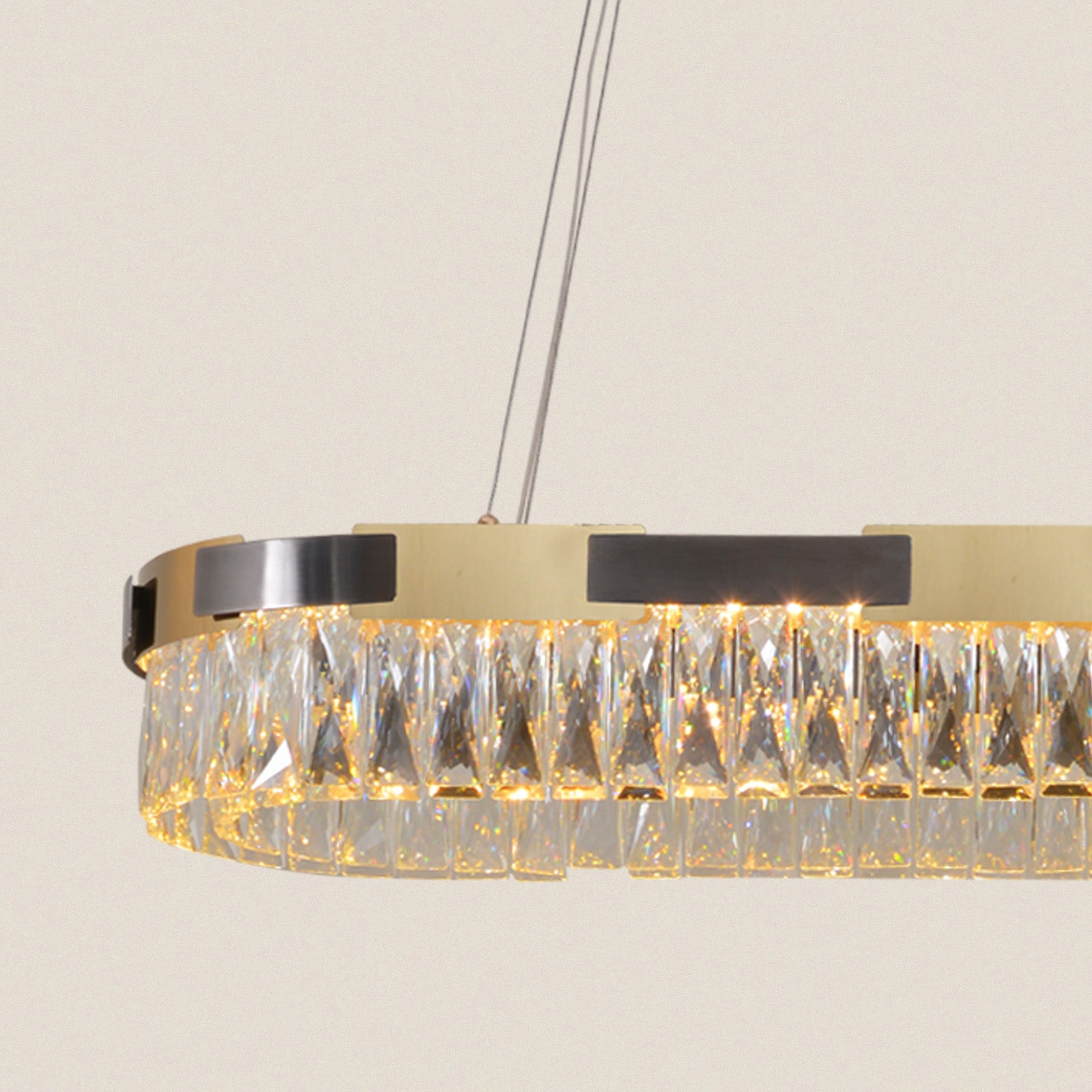 Modern Oval Crystal Gold Finish Pendant Chandelier