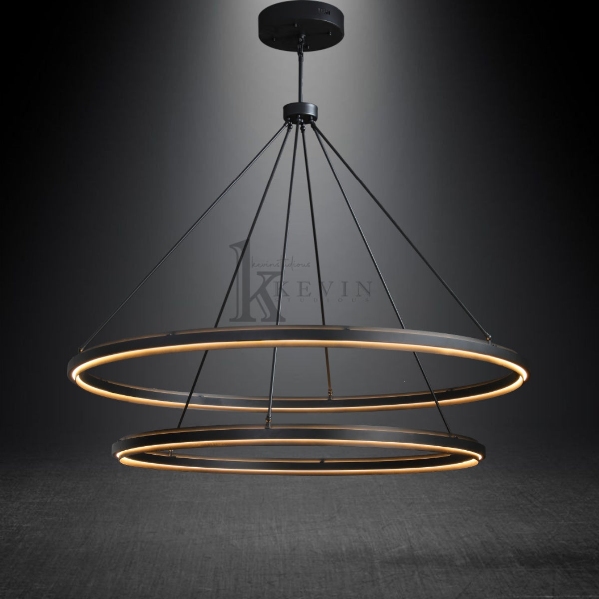 Peral Round & Retangular Black Chandelier