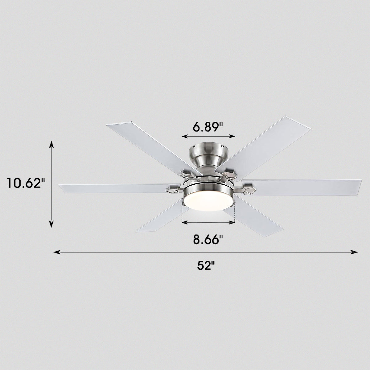 Modern Flush Mount Fans Light Ceiling Fans with Lights Black Low Profile Ceiling Fans 52“