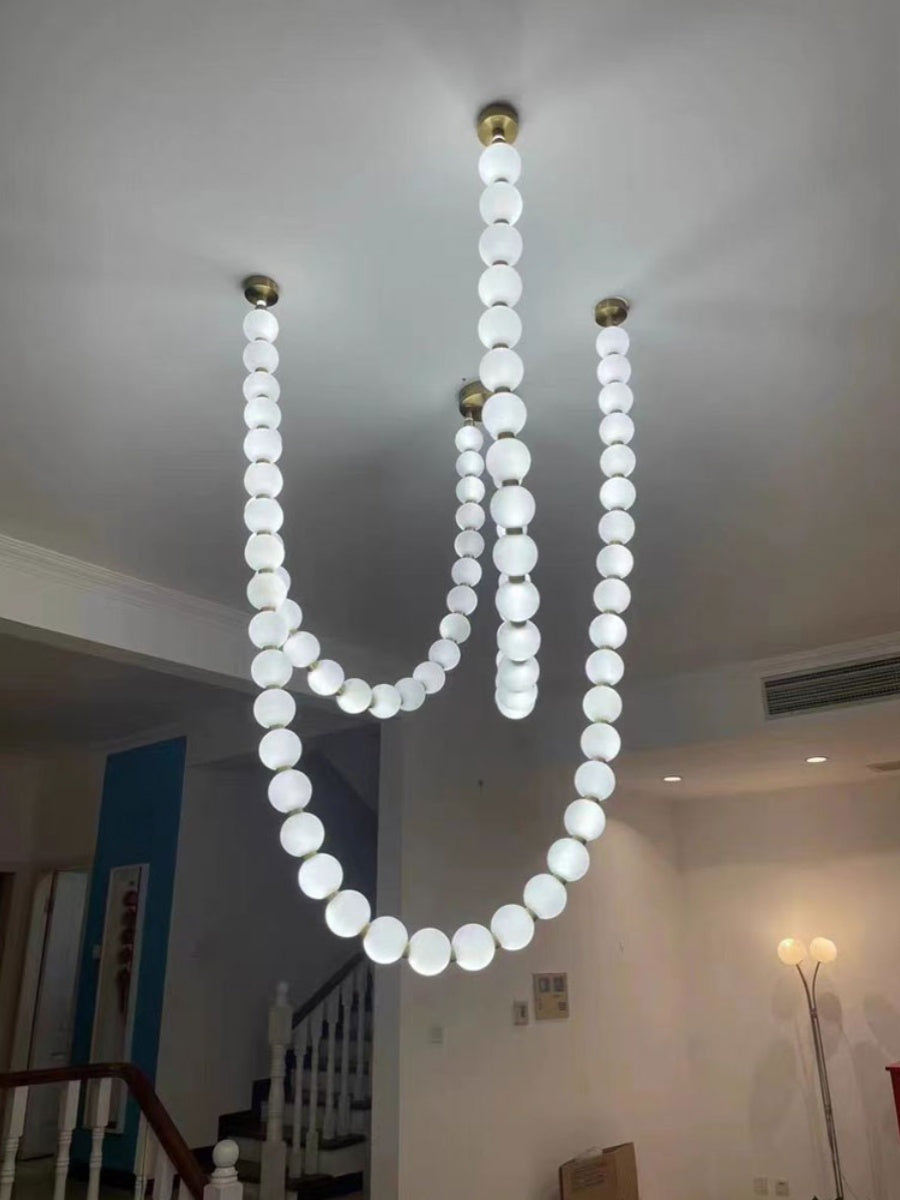 Pearl Necklance Chain Grand Duplex Staircase Chandelier Chandeliers Kevinstudiolives