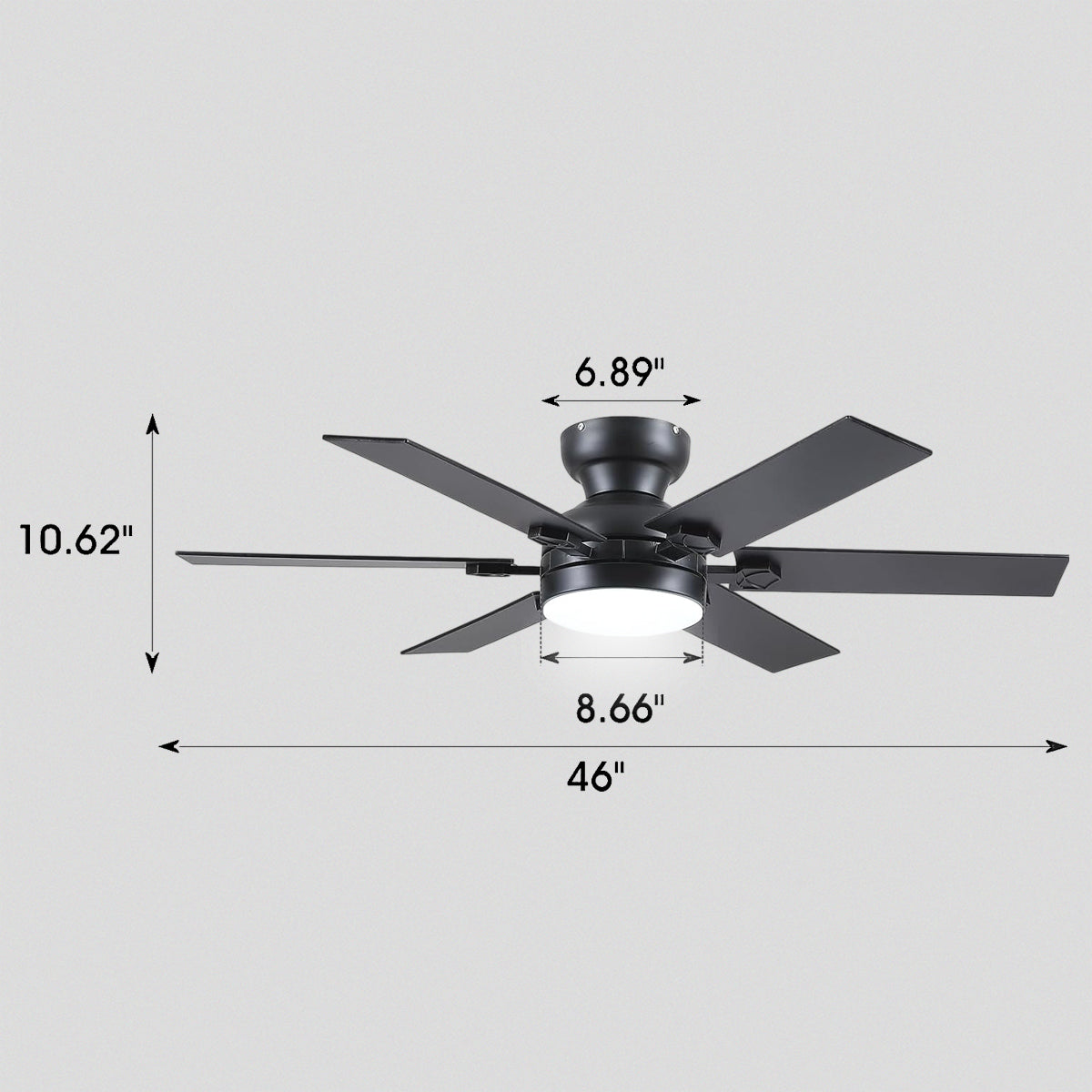 Modern Flush Mount Fans Light Ceiling Fans with Lights Black Low Profile Ceiling Fans 52“
