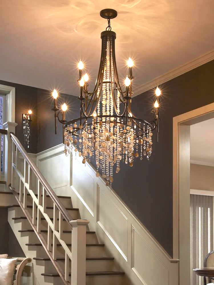 Seraphina French Vintage Crystal Large Chandelier Kevin Studio 54.33" D x 86.61" H/12+6+3 Lights Black