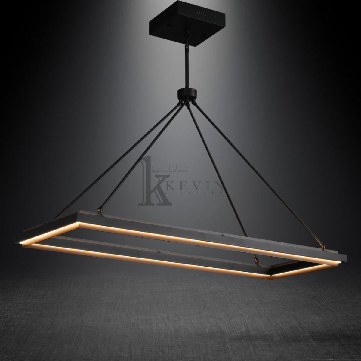 Peral Round & Retangular Black Chandelier